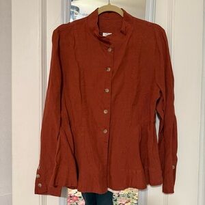 Peplum Jacket, Long Sleeve - Dark Rose / L